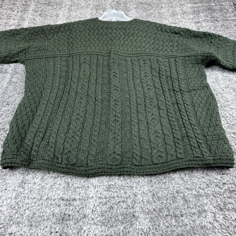 Vtg Connemara Knitwear Women's XL Green Merino Wool Cardigan Sweater Cable Knit - Picture 11 of 16
